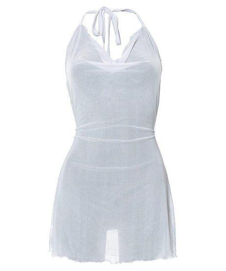 Sophisticated Summer Solid Color Micro Transparent Dress - ForVanity Beachwear, dress, Summer, Vacation Dress Vacation Dress