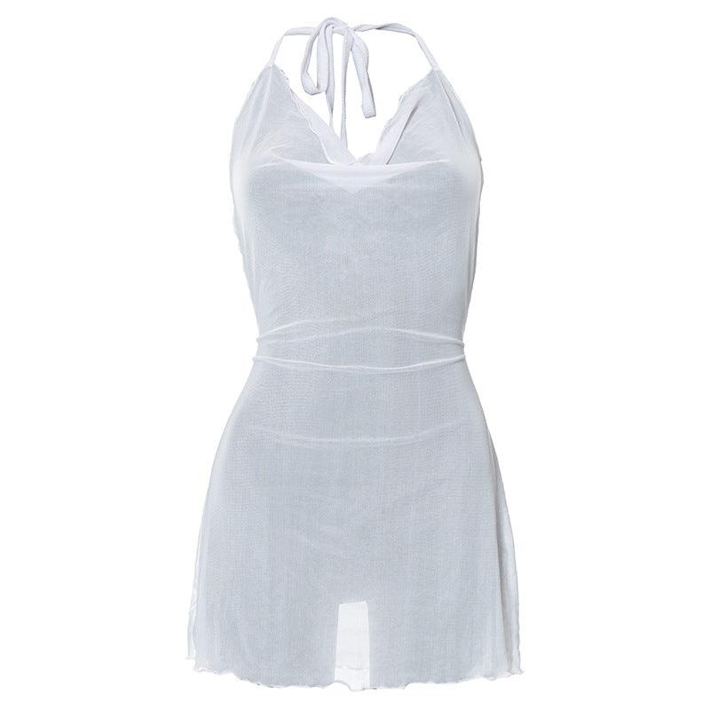 Sophisticated Summer Solid Color Micro Transparent Dress - ForVanity Beachwear, dress, Summer, Vacation Dress Vacation Dress