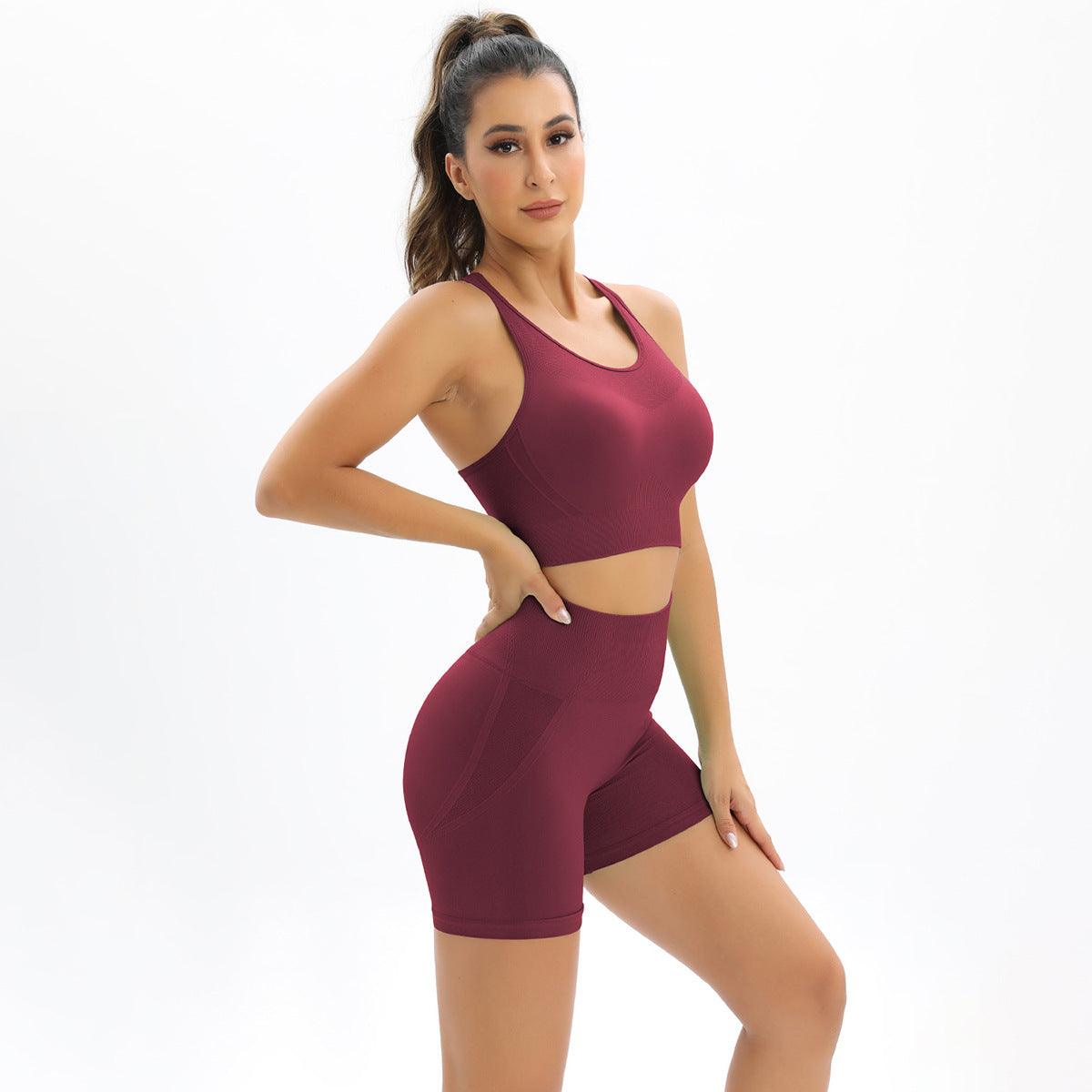 Knitted Seamless High Elastic Fitness Set - ForVanity sports sets, women's sports & entertainment Sports Sets