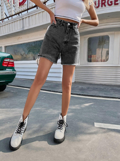 Women's High Waist Loose Slimming Summer Denim Shorts - ForVanity shorts, women's clothing Shorts