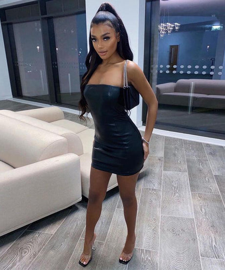 Strapless Faux Leather Dress: Unleash Your Inner Diva - ForVanity dress, leather, Leather Dress Leather Dress