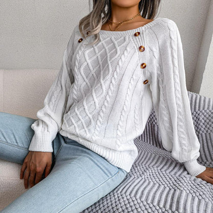 Stay Comfy and Casual with Our Square Collar Knitted Pullover - ForVanity women's clothing, women's knitwear Pullover