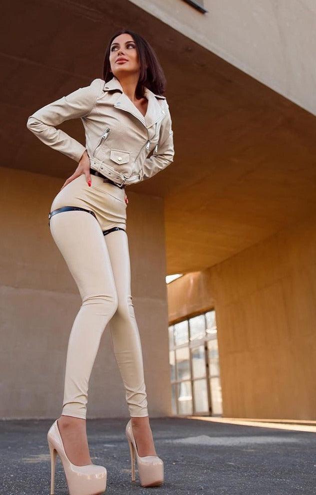Women's Faux Leather Stretch Capri Pants - ForVanity leather, pants & capris, women's clothing Leather Pants