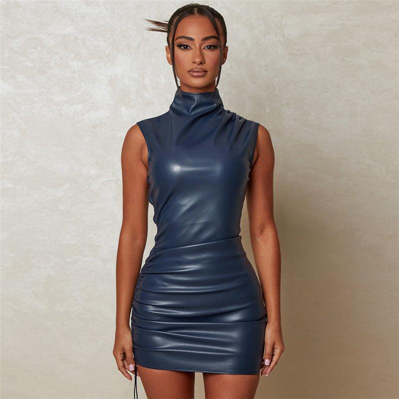 Sleeveless Faux Leather Bodycon Dress: Your Sultry Summer Essential - ForVanity dress, Leather Dress Leather Dress