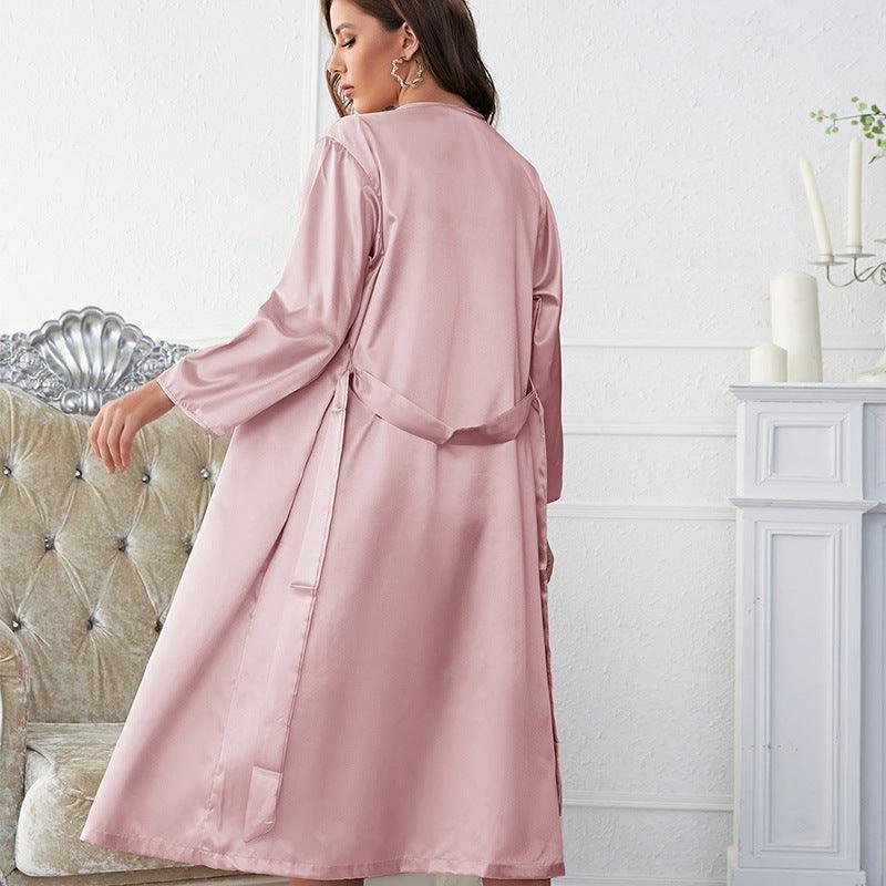 Women's Ice Silk Satin Short Set Robe - ForVanity loungewear, robes, sleepwear, Sweet Dreams, women's lingerie Loungewear