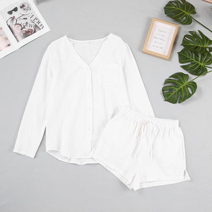 Stay Comfortable at Home with Our White Cotton Lounge Set for Women - ForVanity loungewear, women's clothing Loungewear