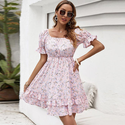 Elegant Floral Ruffle Dress - Perfect for Your Summer Vacations - ForVanity dress, Vacation Dress Vacation Dress