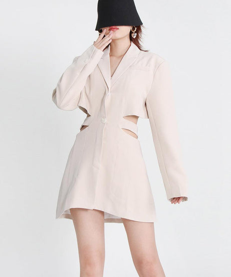 Chic Korean Cutout Blazer Dress in Solid Color - ForVanity dress, Office Dress Office Dress