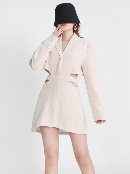 Chic Korean Cutout Blazer Dress in Solid Color - ForVanity dress, Office Dress Office Dress