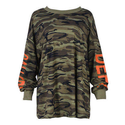 Camouflage Sexy Hollow Out Pullover - ForVanity hoodies & sweatshirts, women's clothing 