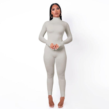 Pure Color Tight Jumpsuit with Full Pant Length - ForVanity jumpsuits, Jumpsuits & Rompers, women's clothing Jumpsuits