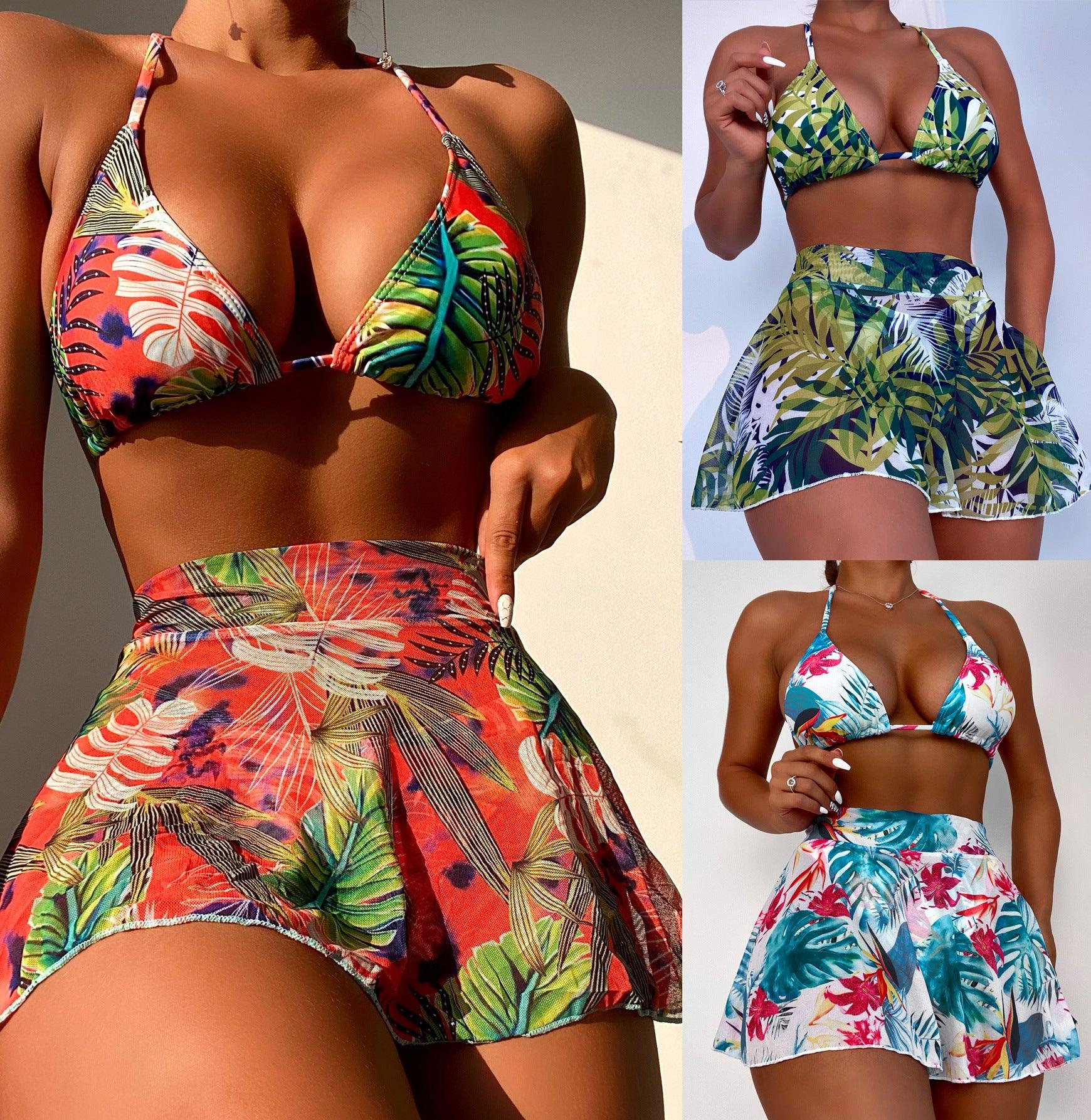 Sexy Vacation Style Big Floral Leaf Bikini Swimsuit - ForVanity swimwear, women's lingerie, women's swimwear Swimwear