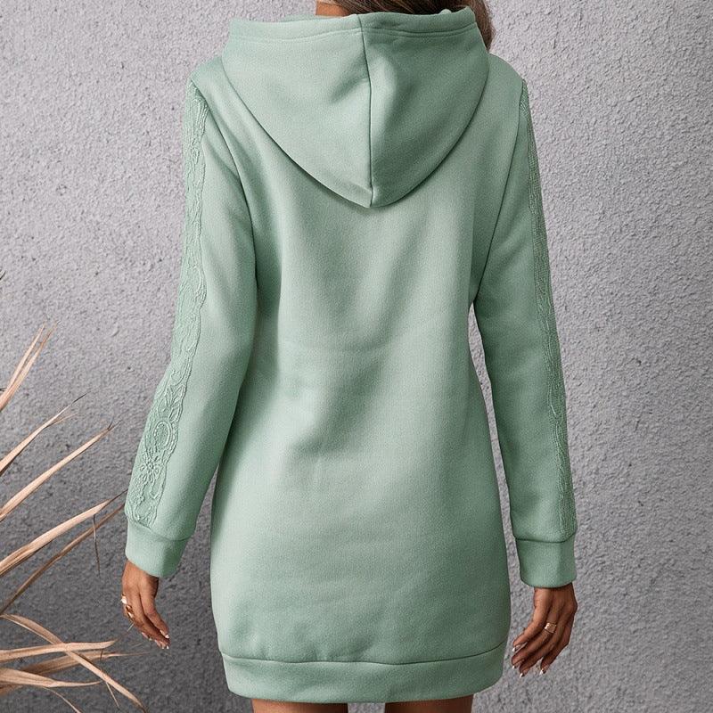 Loose Mid-Length Hooded Sweater Dress: Comfy and Stylish - ForVanity dress, Sweater Dress Knitted Dresses