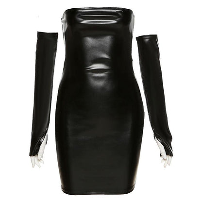 Opera Glove Faux Leather Dress: The Night Club Showstopper - ForVanity dress, leather, Leather Dress Leather Dress