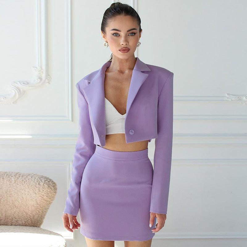 Women Elegant Solid Slim Skirt Suit - ForVanity skirt suit, women's clothing, women's suits Skirt Suits