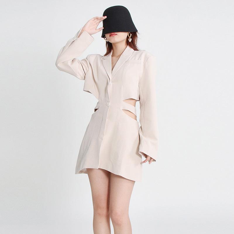 Chic Korean Cutout Blazer Dress in Solid Color - ForVanity dress, Office Dress Office Dress