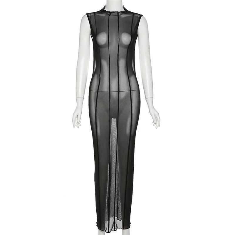 Sexy See-Through Backless Slim-Fit Maxi Length Sleeveless Dress - ForVanity cocktail dress, dress, party, party dress, Summer Party Dress