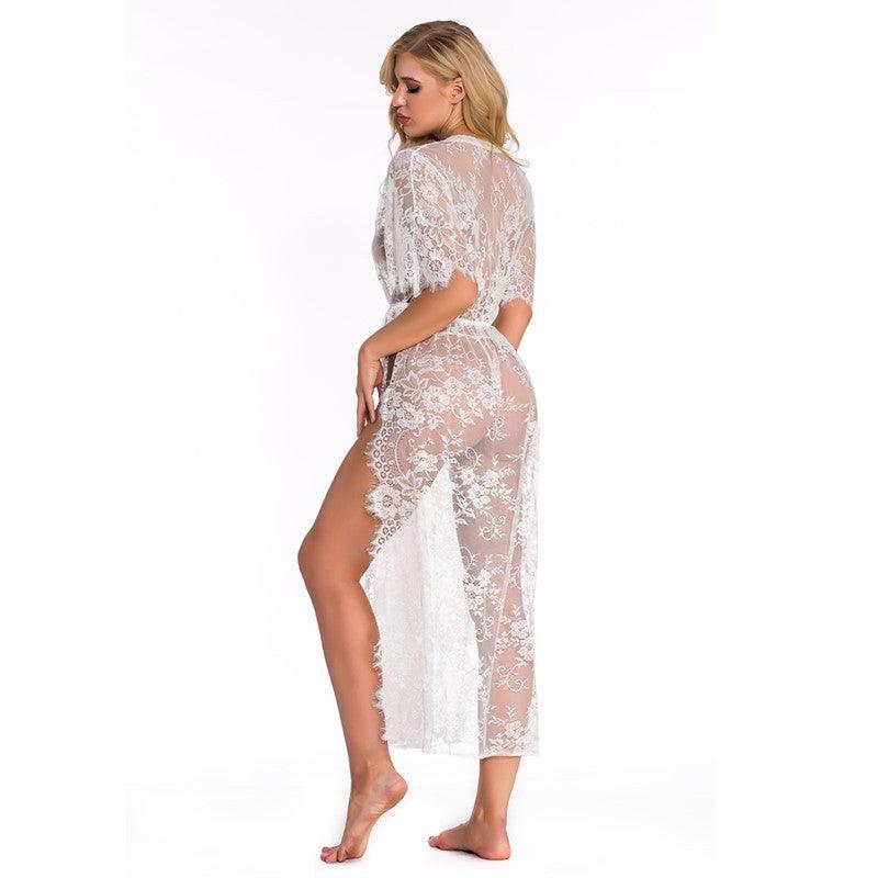 Women's Lace Stitched Sexy Long Robe - ForVanity robes, sleepwear, Sweet Dreams, women's lingerie Nightgowns