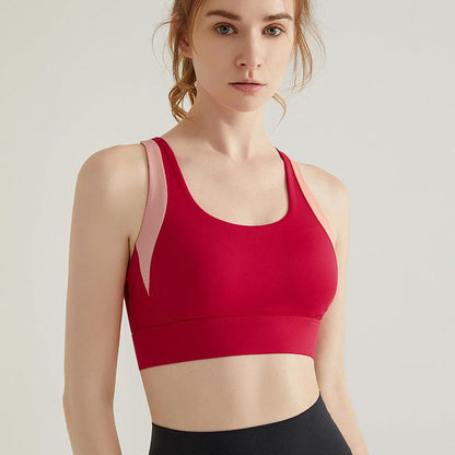 Sporty Fixed Cup Color Block Workout Top - ForVanity tops & tees, women's sports & entertainment Bras