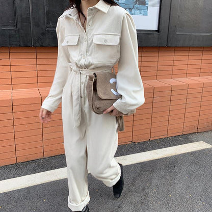 Commuter Style High Waist Corduroy Jumpsuit for Women - ForVanity jumpsuits, Jumpsuits & Rompers, women's clothing Jumpsuits
