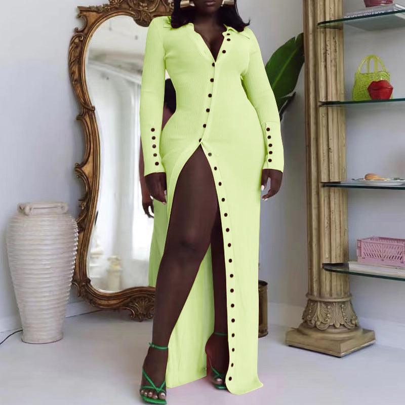 Sexy High Waist Slit Maxi Dress - ForVanity dress, Sweater Dress Knitted Dresses