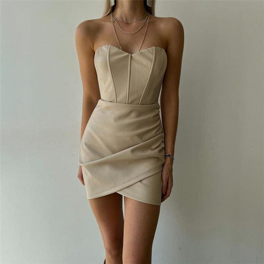 Sexy Strapless Faux Leather Club Dress: Unleash Your Summer Vibe - ForVanity dress, leather, Leather Dress Leather Dress