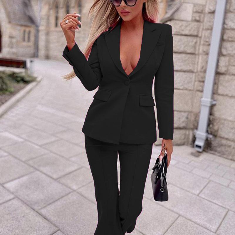 Business Wear Suit for Women with Solid Pattern - ForVanity women's clothing, women's suits Pant Suits