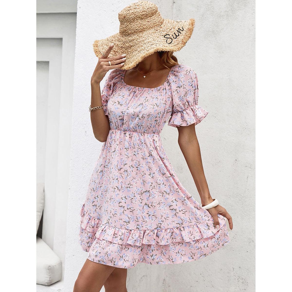 Elegant Floral Ruffle Dress - Perfect for Your Summer Vacations - ForVanity dress, Vacation Dress Vacation Dress