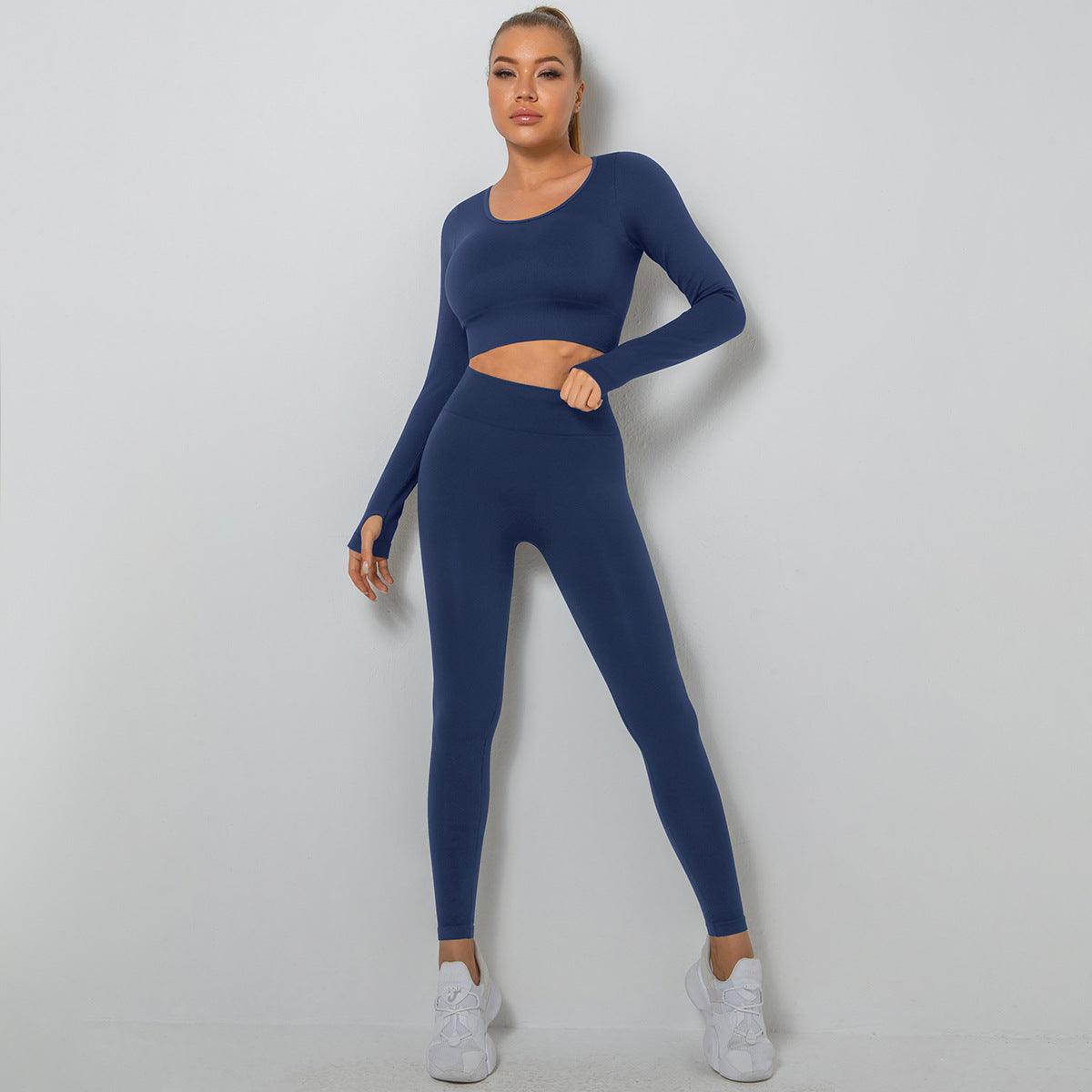Sporty Seamless Solid Color High Elastic Fitness Set - ForVanity sports sets, women's sports & entertainment Sports Sets