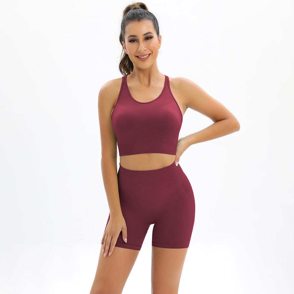 Knitted Seamless High Elastic Fitness Set - ForVanity sports sets, women's sports & entertainment Sports Sets