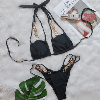 Boho & Vacation Removable Chest Pad Crystal Diamond Bikini Swimsuit - ForVanity swimwear, women's lingerie, women's swimwear Swimwear