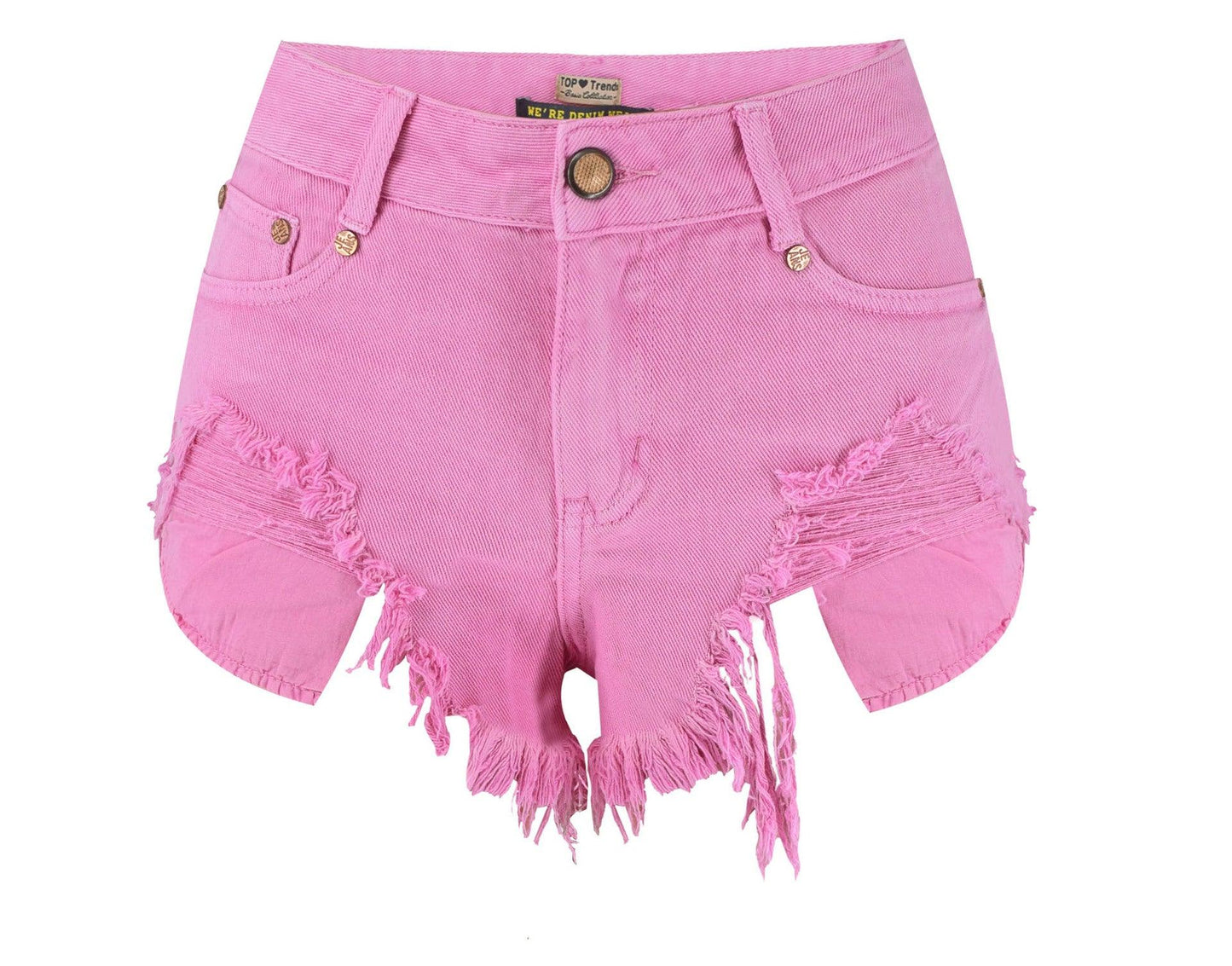Stylish High Waist Slim-Fit Pink Denim Shorts for Women - Casual & Sexy - ForVanity denim, shorts, women's clothing Shorts