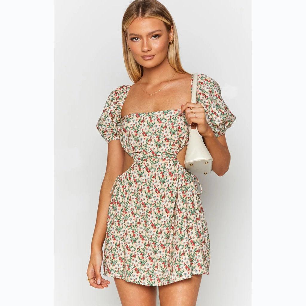 Fashionable Floral Cutout Short Dress - The Perfect Summer Vacation Dress - ForVanity dress, Summer, Vacation Dress Vacation Dress