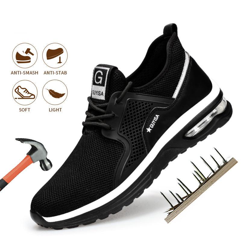 Men's Black Lightweight Breathable Safety Sneakers - Ideal for Work & Casual Activities - ForVanity men's shoes, sneakers Sneakers