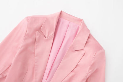 Slimming Silk Satin Texture Short Blazer - Elegance Redefined for the Modern Woman - ForVanity blazer, jackets & coats, women's clothing Blazer