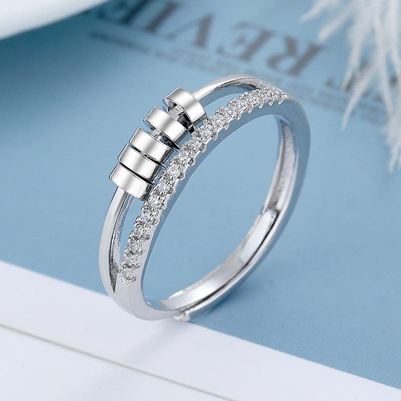 Five-ring Zircon Rotatable Ring - ForVanity Valentine’s Day, Valentine’s Day Love Jewelry, women's jewellery & watches Silver Ring