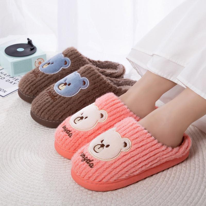 Bear Slippers Women Warm Winter Shoes Fuzzy Home Slippers - ForVanity 4