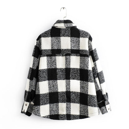 Black and White Plaid Jacket - Perfect for Fall and Winter - ForVanity jackets, jackets & coats, women's clothing, wool Jacket