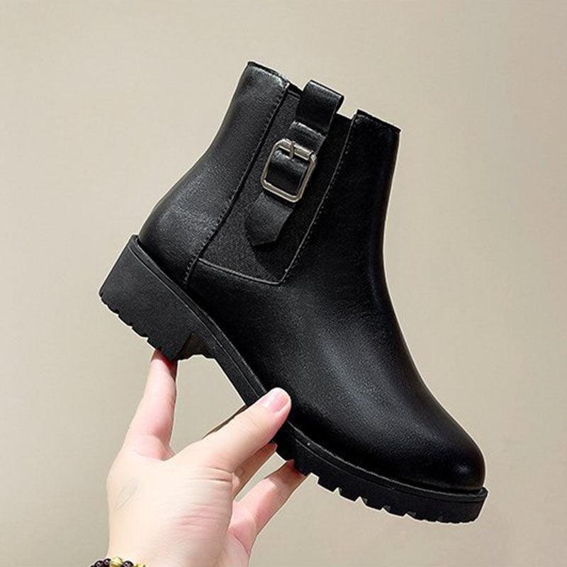 Black Winter Buckle Boots - ForVanity boots, women's shoes Boots