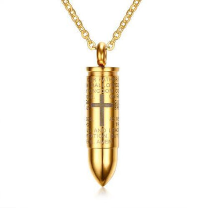 Bullet Engraved Cross Necklace - ForVanity men's jewellery & watches, necklaces & pendants Necklaces