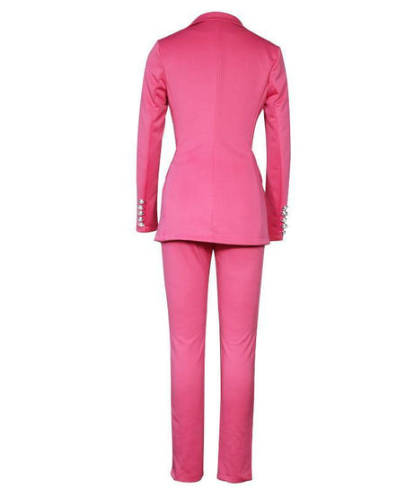 Women’s Casual Blazer & Straight-Leg Pants Set - Solid Color - ForVanity pant suit, women's clothing, women's outfits, women's suits Pant Suits