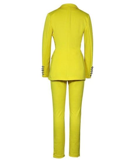 Women’s Casual Blazer & Straight-Leg Pants Set - Solid Color - ForVanity pant suit, women's clothing, women's outfits, women's suits Pant Suits