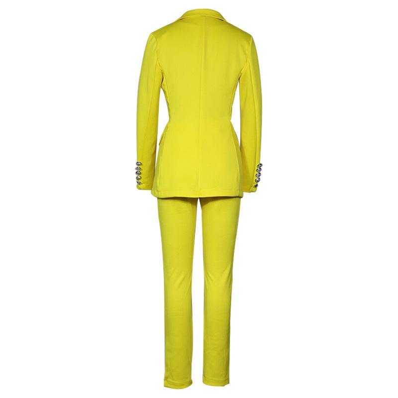 Women’s Casual Blazer & Straight-Leg Pants Set - Solid Color - ForVanity pant suit, women's clothing, women's outfits, women's suits Pant Suits
