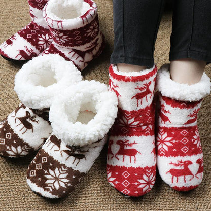 Christmas Elk Floor Shoes Indoor Socks Shoes Warm Plush House Slippers - ForVanity 4