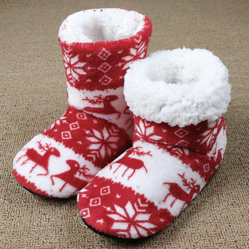 Christmas Elk Floor Shoes Indoor Socks Shoes Warm Plush House Slippers - ForVanity 4