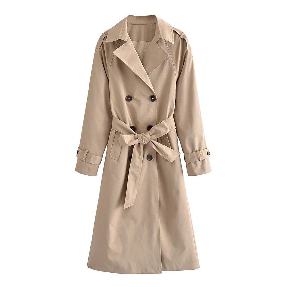 Classic Double-Breasted Extended Trench Coat for Office & Casual Wear - ForVanity jackets & coats, Trench & Coats, women's clothing, women's jackets & coats, women's trench & coats Trench