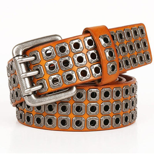 Corns Hollow Rivet Leather Belt - ForVanity belts, men's accessories Belts