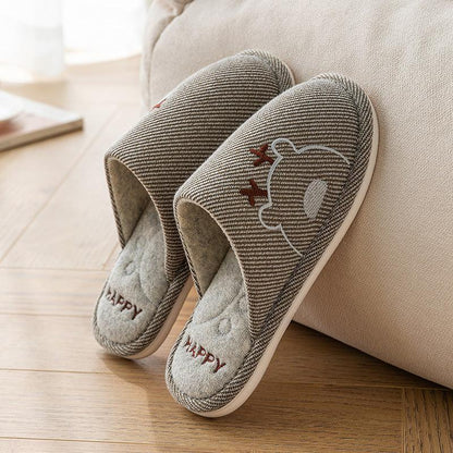 Couple Linen House Slippers - ForVanity house slippers, men's shoes, women's shoes Slippers