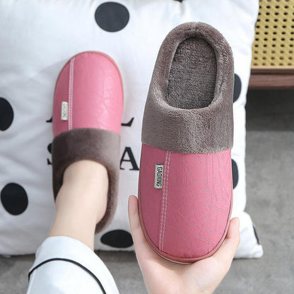 Couple Waterproof Fur Slides Winter Bedroom Home Slippers - ForVanity house slippers, women's shoes Slippers