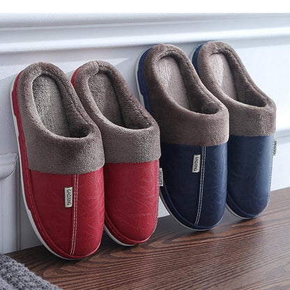 Couple Waterproof Fur Slides Winter Bedroom Home Slippers - ForVanity house slippers, women's shoes Slippers